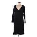 Forever 21 Casual Dress - Sweater Dress Scoop Neck 3/4 sleeves: Black Solid Dresses - Women's Size Medium