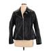 Torrid Faux Leather Jacket: Below Hip Black Print Jackets & Outerwear - Women's Size 2X Plus