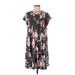 Sweet Lovely by Jen Casual Dress - Shift Crew Neck Short sleeves: Black Floral Dresses - Women's Size Large