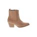 Universal Thread Boots: Chelsea Boots Stacked Heel Bohemian Tan Print Shoes - Women's Size 9 1/2 - Almond Toe