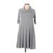 Lou & Grey Casual Dress - A-Line Cowl Neck 3/4 sleeves: Gray Marled Dresses - Women's Size X-Small