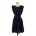 Broadway & Broome Casual Dress Crew Neck Sleeveless: Blue Print Dresses - Women's Size 0