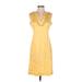 Talbots Casual Dress - Shift: Yellow Solid Dresses - Women's Size 4 Petite