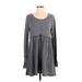 FP BEACH Casual Dress - Mini Scoop Neck Long sleeves: Gray Dresses - Women's Size Small