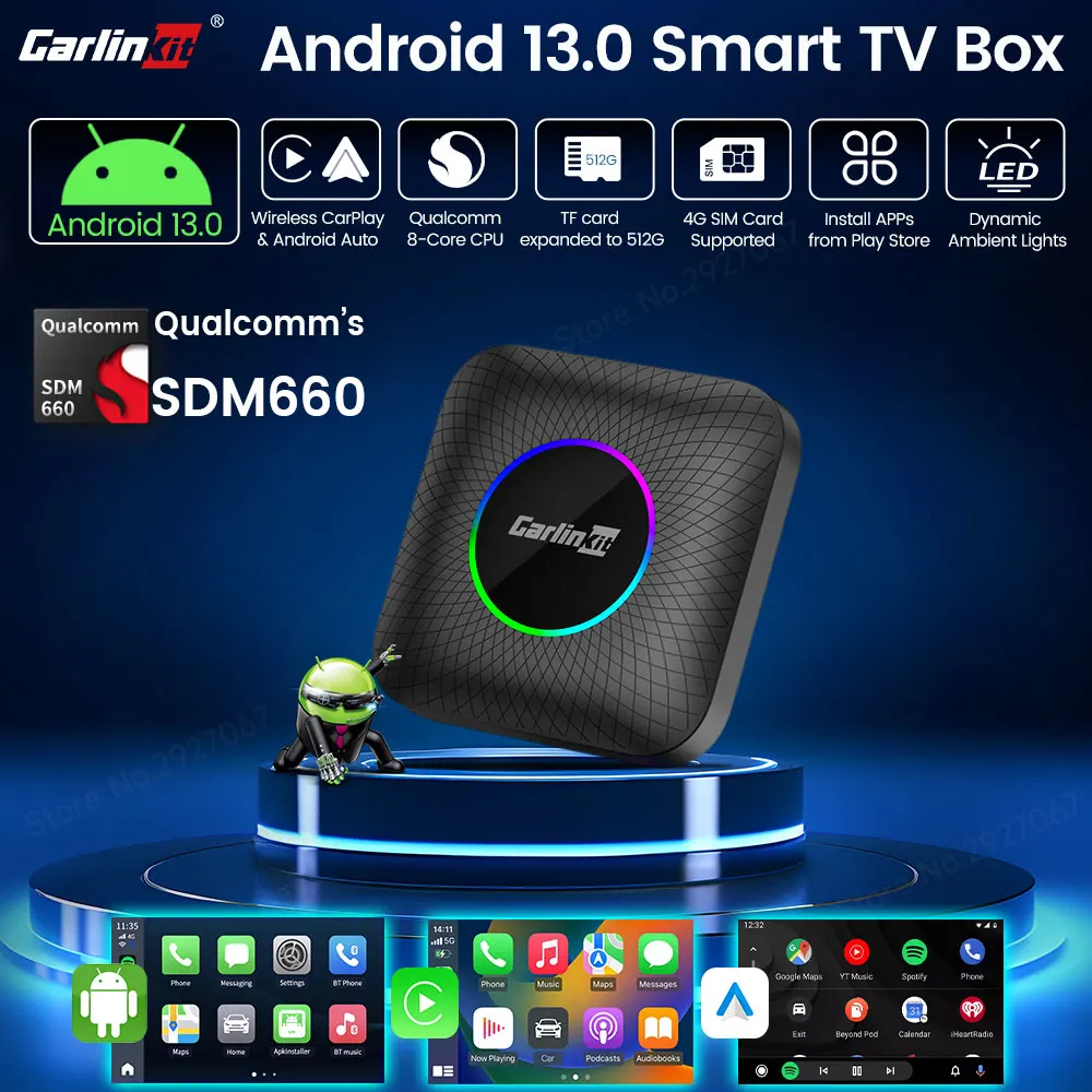 Carlinkit CarPlay Ai Box Android 13 SDM 660 Octa-Core Smart Car TV Box Drahtlose CarPlay Android Auto Streaming Box für OEM Auto Image