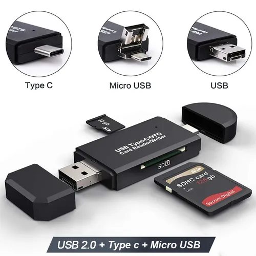 SD TF Mini SD Kartenleser Typ C Kartenleser 3 In 1 USB 2 0 Smart Memory Kartenleser OTG-Stick