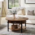 17 Stories Wynny Wood Round Lift-Top Small Coffee Table, Storage Cocktail Table Wood/Metal in Brown | Wayfair F1BA4930F5814E23972E8FE8F0C8248E