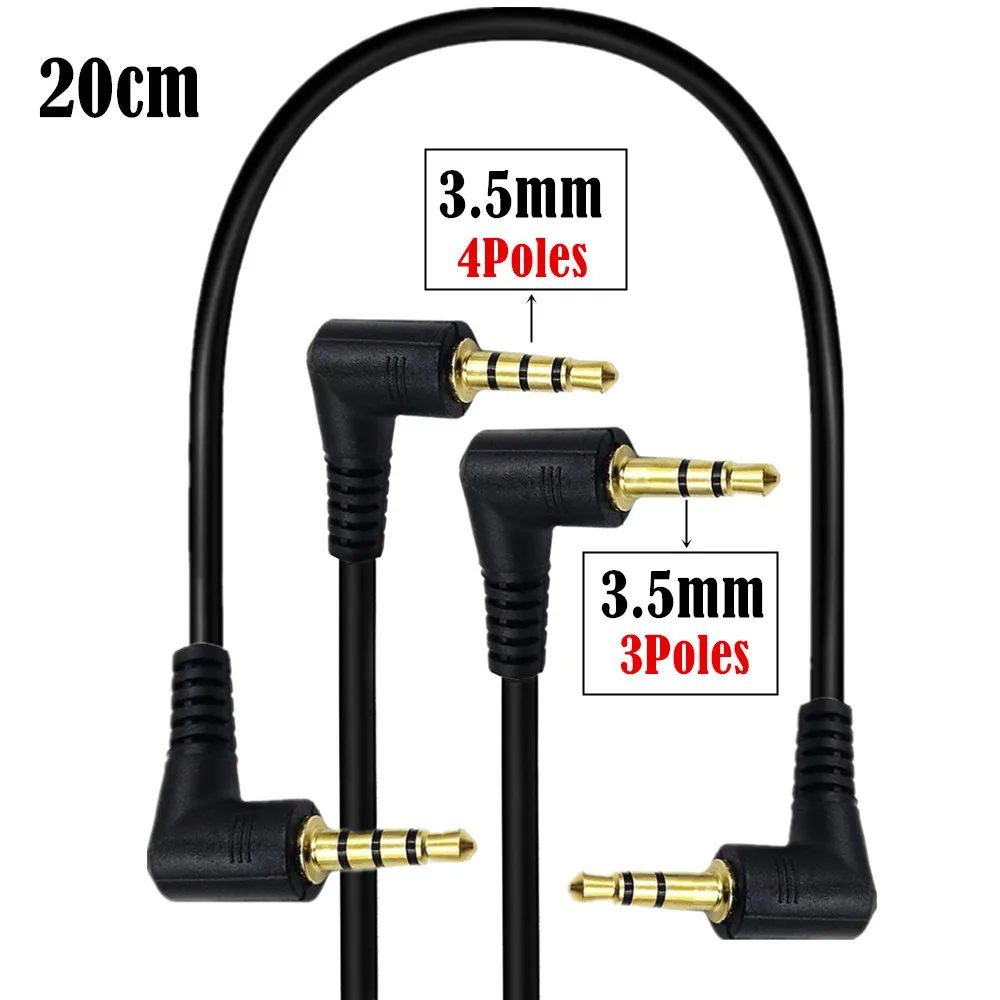 1 Stück 3,5 mm TRRS 4-poliger Stecker rechtwinklig auf abgewinkelt 3,5 mm 3-poliges TRS 2-Ring-Stecker-Audio-Kabel-Adapterkabel Image