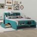 House of Hampton® Wood Full Size Platform Bed w/ 2 Drawers, Storage Headboard & Footboard in Green | Wayfair 63C0FA754D614BDA9B7618DB7329E83A