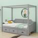 House of Hampton® Wykeisha Twin Size Wooden Canopy Daybed in Gray | Wayfair 0ABC57ADD4D04EF482B7F117FCFB0743