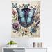 East Urban Home Boho Wall Hanging Tapestry Medieval Witchcore Butterfly 30x45" Pale Blue Eggshell Green, Microfiber | 23" H x 28" W | Wayfair