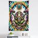 East Urban Home Trippy Wall Hanging Tapestry Psychedelic Frog Esoteric 30x45" Lime Green Apricot Teal, Microfiber | 30" H x 45" W | Wayfair