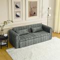 Mercer41 3 in 1 Pull-Out Bed Sleeper, Modern Upholstered 3 Seats Lounge Sofa & Couches 2 Drawers & 2 Pillows, Steel | Wayfair