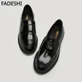 Fadeshi Lefu da donna 2024 nuova punta tonda suola spessa Slip On scarpe tacco alto Slip On scarpe