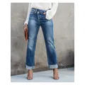 2024 New High Waist Button Splicing Jeans dritti moda donna Urban Casual Commuter Denim Pants Ladies