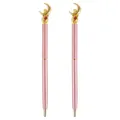 2 pezzi Moon Pen - Anime Girls penne in oro rosa torna a scuola forniture penne in Gel nero Set di