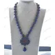 Z12356 19'' 16mm Blue Round Lapis Lazuli necklace Sapphire CZ Flower Pendant
