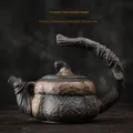 Gold Pumpkin Loop-Handled Teapot Japanese Style Handmade Stoneware Teapot Single Teapot Ceramic Kung