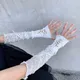 Lolita Sweet Girls Strapping Bow Fishnet Lace Fingerless Gloves Sexy Floral Sunscreen Oversleeve JK