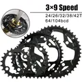 3*9 Speed Bicycle Chainring 104/64BCD Mountain Bike Chainring 22T 32T 44T Triple Speed Bike Plate