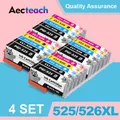 Aecteach 4SET PGI-525 CLI-526 For Canon ink Cartridge PGI525 CLI526 Compatible For Canon PIXMA