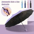 Automatic Rain & Sun Umbrella Black Coating Parasol Anti-UV 3 Folding Wind Resistant Auto Luxury Big