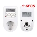 1~5PCS Digital Timer Switch European Plug Kitchen Timer Outlet 220VAC 50Hz 10A 2200W Programmable