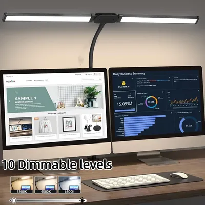 Double Head LED Desk Lamps Stepless Dimmable Led Computer Monitor Light USB Table Lamp for Office Study Reading Lighting Fixture
