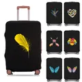 Travel Suitcase Dust Cover Feather Print Luggage Protective Cover for 18-28 Inch Trolley Case