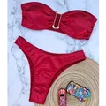 Strapless Push Up Swimwear Women Sexy Bikini Sets 2024 Summer Fashion Micro Bikini Women Low Waist