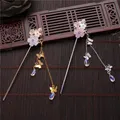 Classic Butterfly Tassel Ancient Style Crystal Flower Hanfu Hair Accessories Tassel Hairpin Pearl
