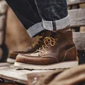 Maden-Bottes de cowboy montantes en cuir durable pour hommes chaussures de travail de sécurité