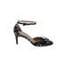 Anthropologie Heels: Black Floral Shoes - Women's Size 9 1/2 - Open Toe
