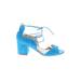 Sam Edelman Heels: Blue Solid Shoes - Women's Size 8 1/2 - Open Toe