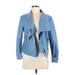 Bagatelle Faux Leather Jacket: Short Blue Print Jackets & Outerwear - Women's Size Medium