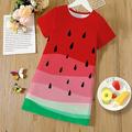 FILLE 3D Graphic Fruit Robe Manche Courte 3D effet Eté Printemps Sport Loisir du quotidien Vacances Le style mignon Décontractées Doux Enfants 3-12 ans Robe casual Robe t-shirt Robe Trapèze Au