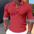 Homme Polos boutonnés POLO Casual Des sports Revers manche longue Mode basique Plein Bouton Eté Standard Vin Blanche Bleu Marron Gris Polos boutonnés