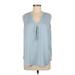 Banana Republic Casual Dress - Shift Plunge Sleeveless: Blue Solid Dresses - Women's Size Medium