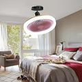 Ventilateur de plafond avec télécommande lumineuse 30w 10 pouces pendentif lighe ventilateur de plafond fermé dimmable 3 couleurs de lumière, 3 vitesses led profil bas ventilateur de plafond encastré pour cuisine 85-265v