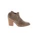 Sigerson Morrison Ankle Boots: Chelsea Boots Stacked Heel Bohemian Gray Solid Shoes - Women's Size 8 - Almond Toe