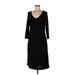 Talbots Casual Dress - Sheath V Neck 3/4 sleeves: Black Solid Dresses - New - Women's Size 12 Petite