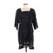 Sundance Casual Dress - Shift Square 3/4 sleeves: Black Solid Dresses - Women's Size Medium