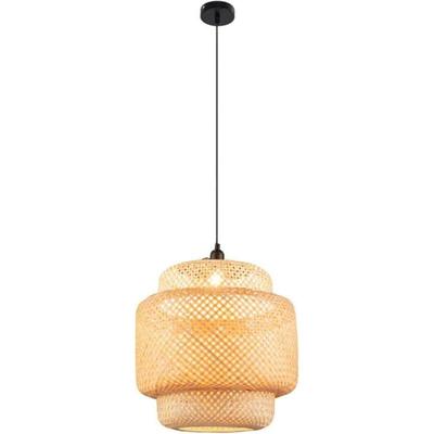 Pendelleuchte Bambus, Boho Lampe Hängend Rustikal, 40 40 43cm Geflochten Hängelampe Korb, Image
