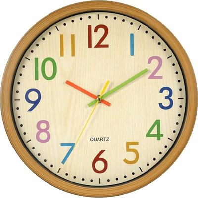 Wanduhr Kinder-Wanduhr, 12,5 Zoll / 32 cm Kinder-Wanduhr mit leiser Uhr und bunten Zahlen, tickt