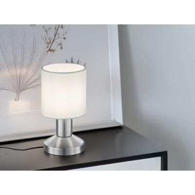 Meinewunschleuchte - Kleine led Tischlampe mit Touchfunktion & Stoffschirm Weiß, Höhe 18cm Image