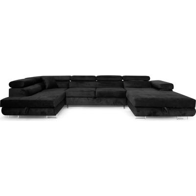 Ecksofa Aller u XXL-Ecksofa mit Schlaffunktion und zwei Bettkasten in Schwarz, linke Seite Image