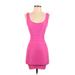 Bebe Casual Dress - Mini Scoop Neck Sleeveless: Pink Solid Dresses - Women's Size Small