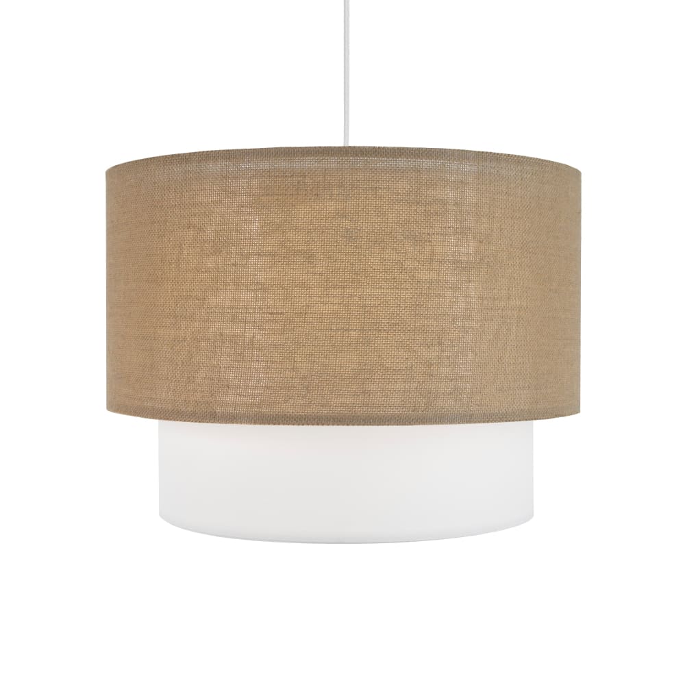 Suspension en rotin et lin blanc 50cm