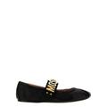 Logo Leather Ballet Flats Flat Shoes - Black - Moschino Flats