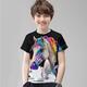 kinderkleidung Jungen T-Shirt Tee Einhorn Kurzarm Kinder oben Outdoor 3D-Druck Cool Täglich Sommer Schwarz 4-12 Jahre